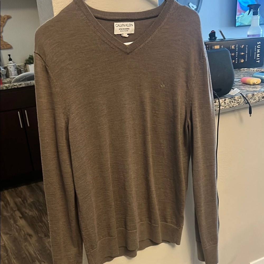Calvin Klein Brown V-Neck Sweater
